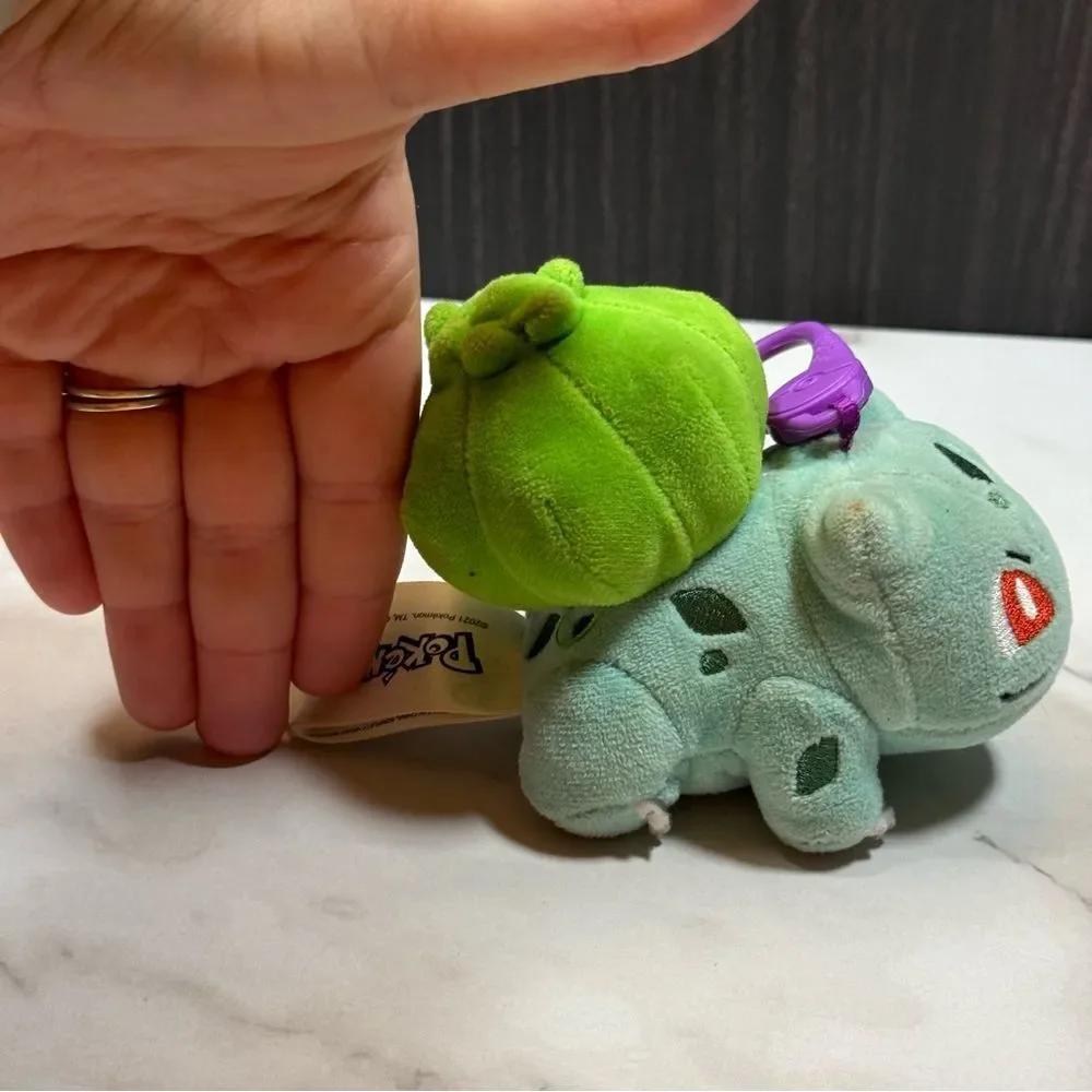 Pokemon Bulbasaur Plush Keychain with Purple Clip
